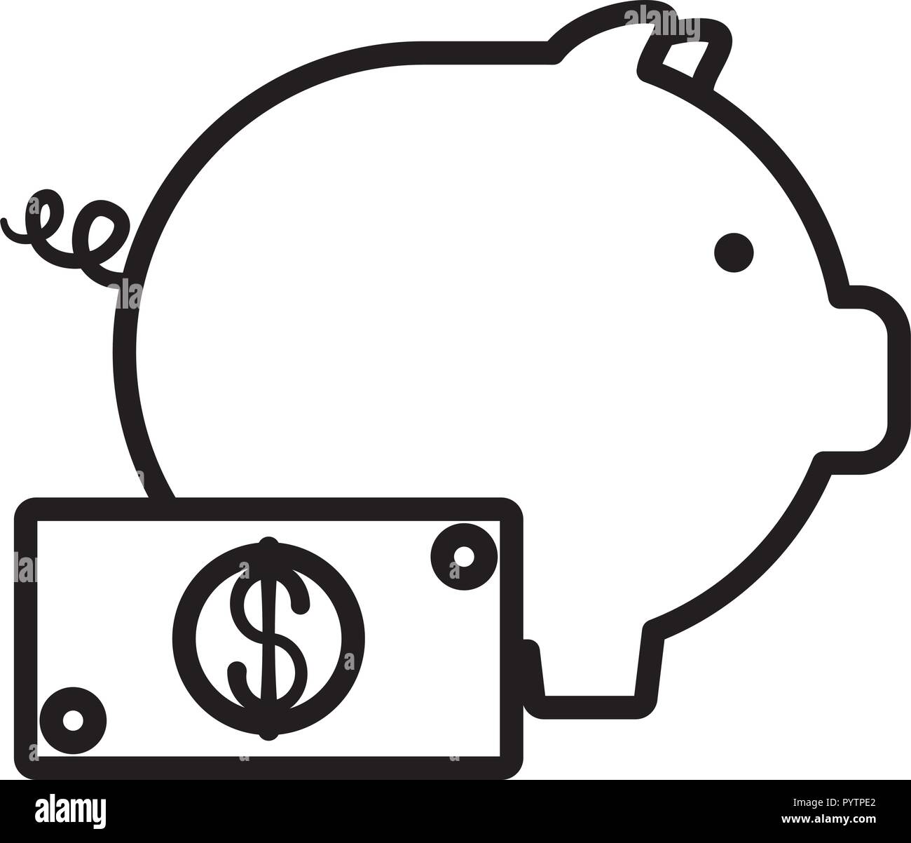 piggy bank and bill over white background, vector illustration Stock ...