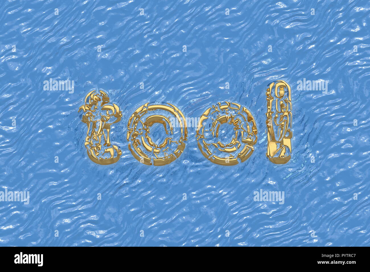 Lettering word Tool for the design of everything. 3d illustration typography in vintage style. letters with bevel made by are swimming in oceat sea blue water . Modern calligraphy aerial top view drone Stock Photo