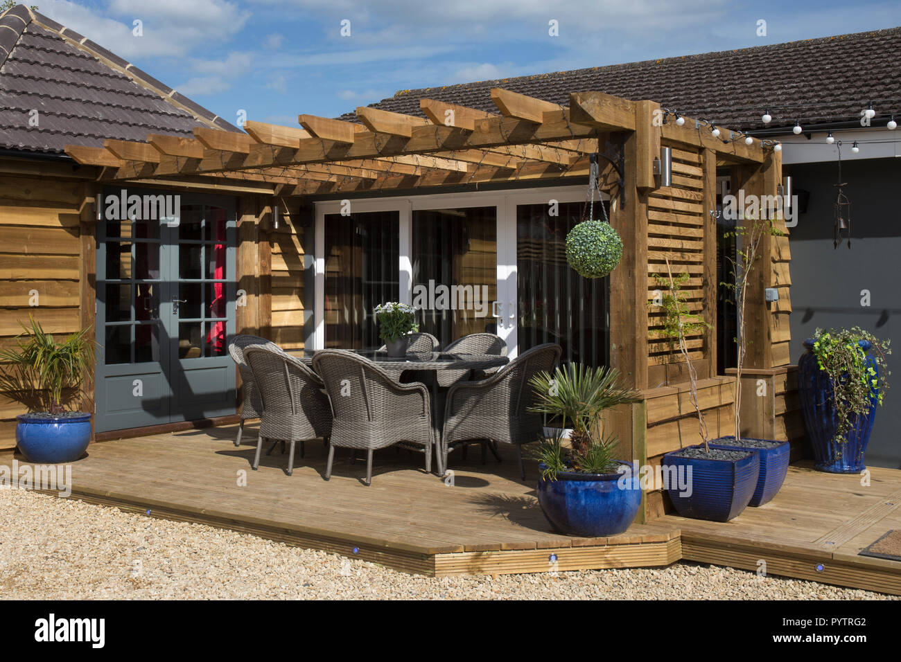 outdoor eating and entertaining area in English Garden,England,Europe Stock Photo