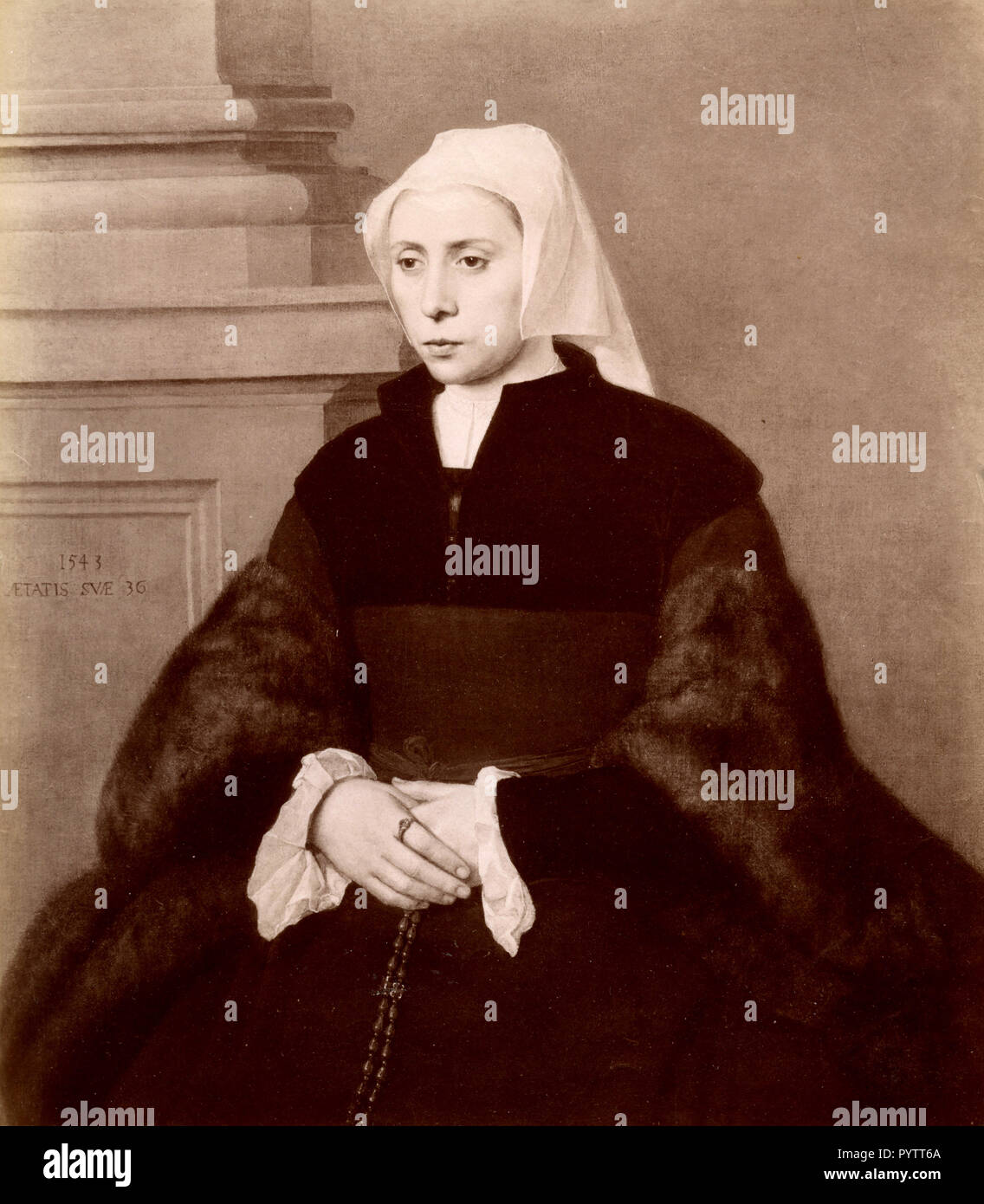 Portrait of a Lady, painting by Joos van Cleve, 1880s Stock Photo