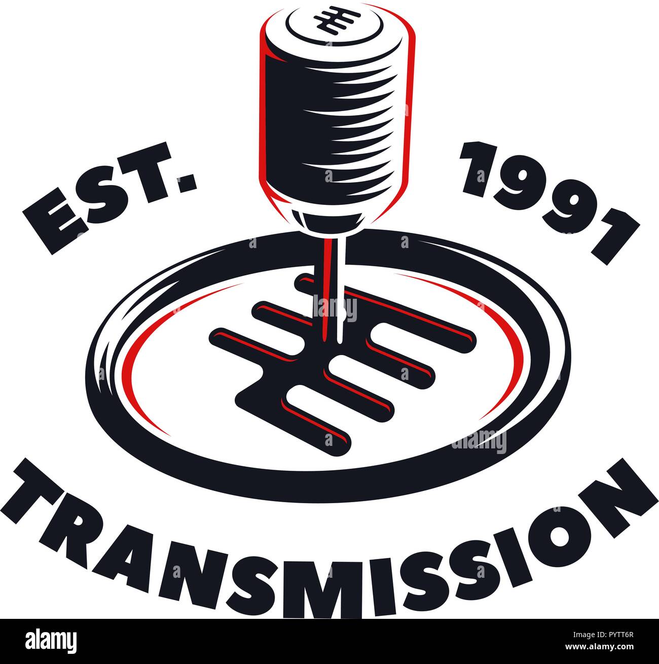 Car transmission service logo on white background. Automatic and manual transmission fluid change emblem. Stock Vector