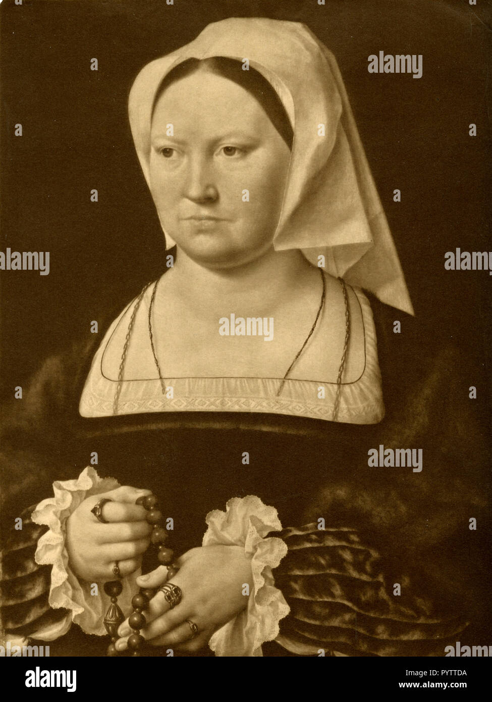 Portrait of a Woman, painting by Joos van Cleve, 1880s Stock Photo