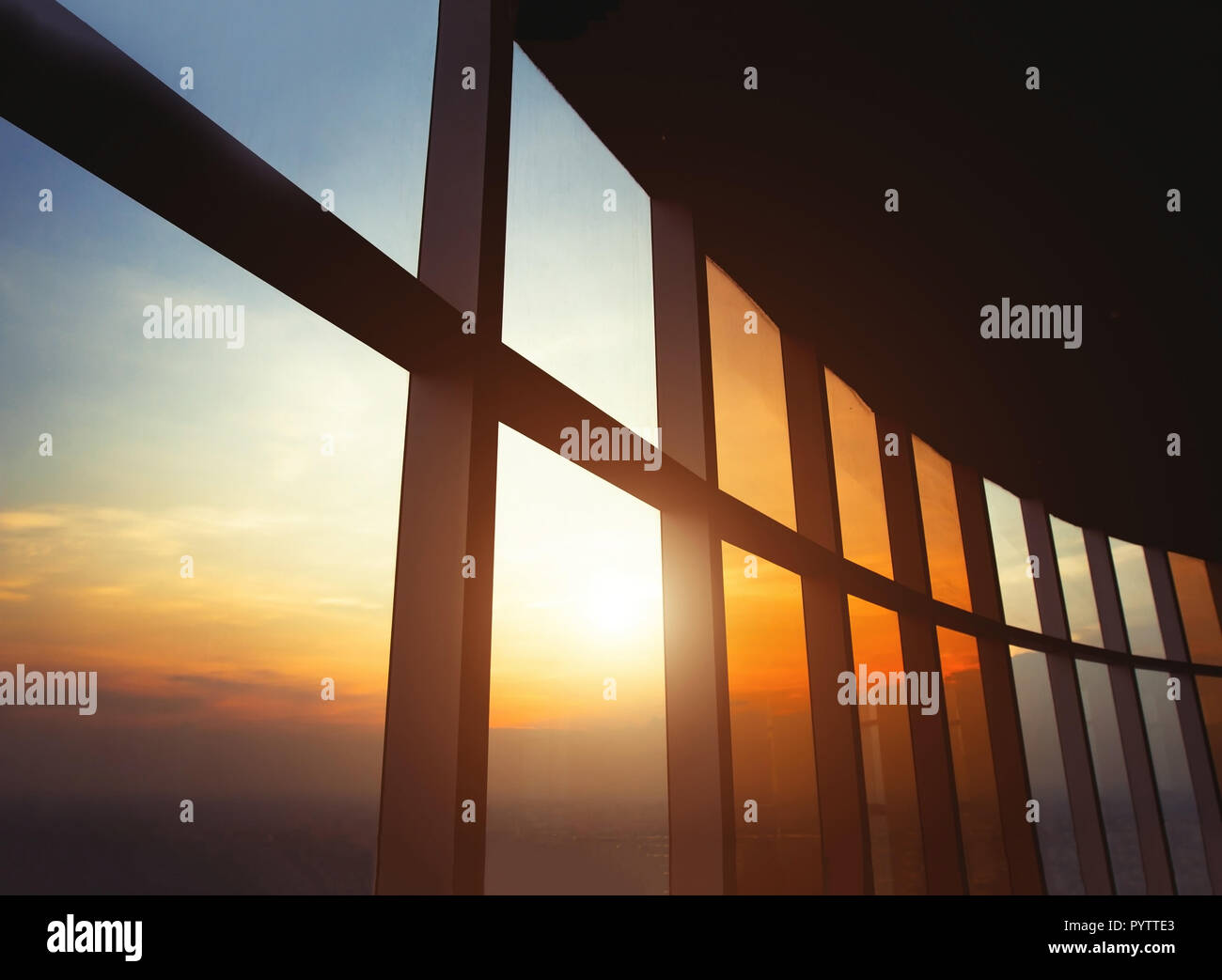 abstract business building window, modern office interior architecture Stock Photo
