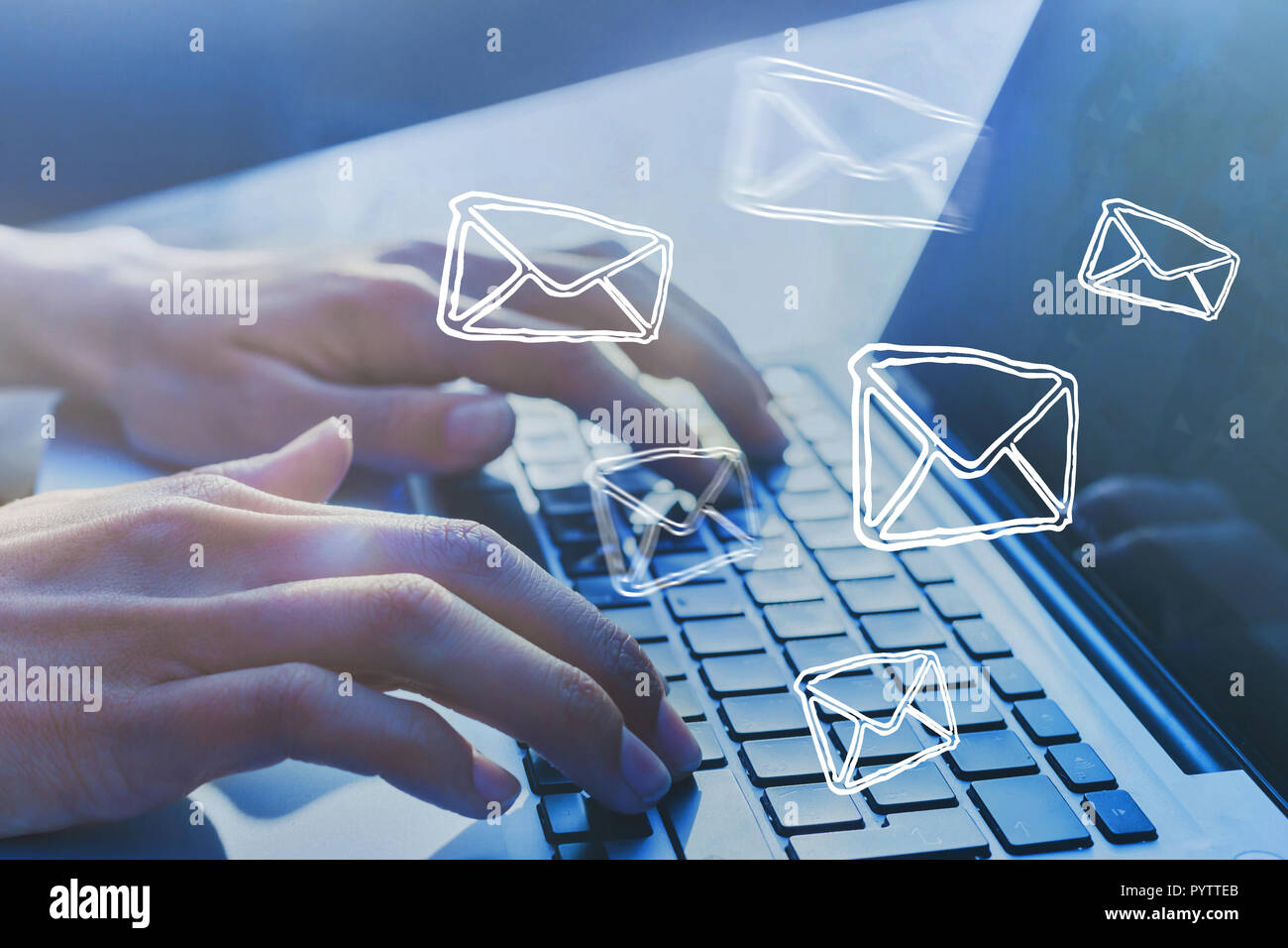 Email marketing concept. Sending newsletter. Stock Photo