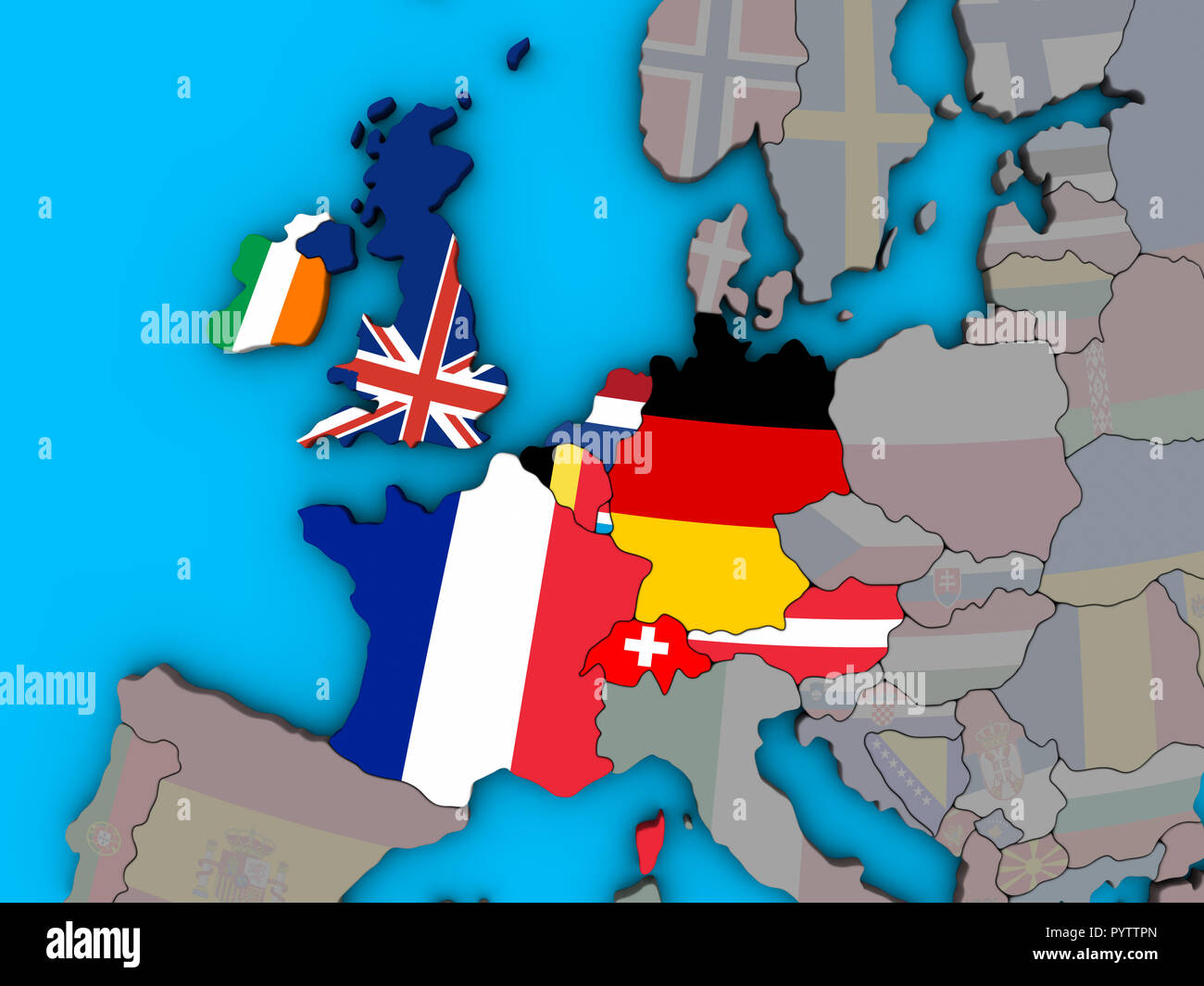 Map western europe flag flags hi-res stock photography and images - Alamy
