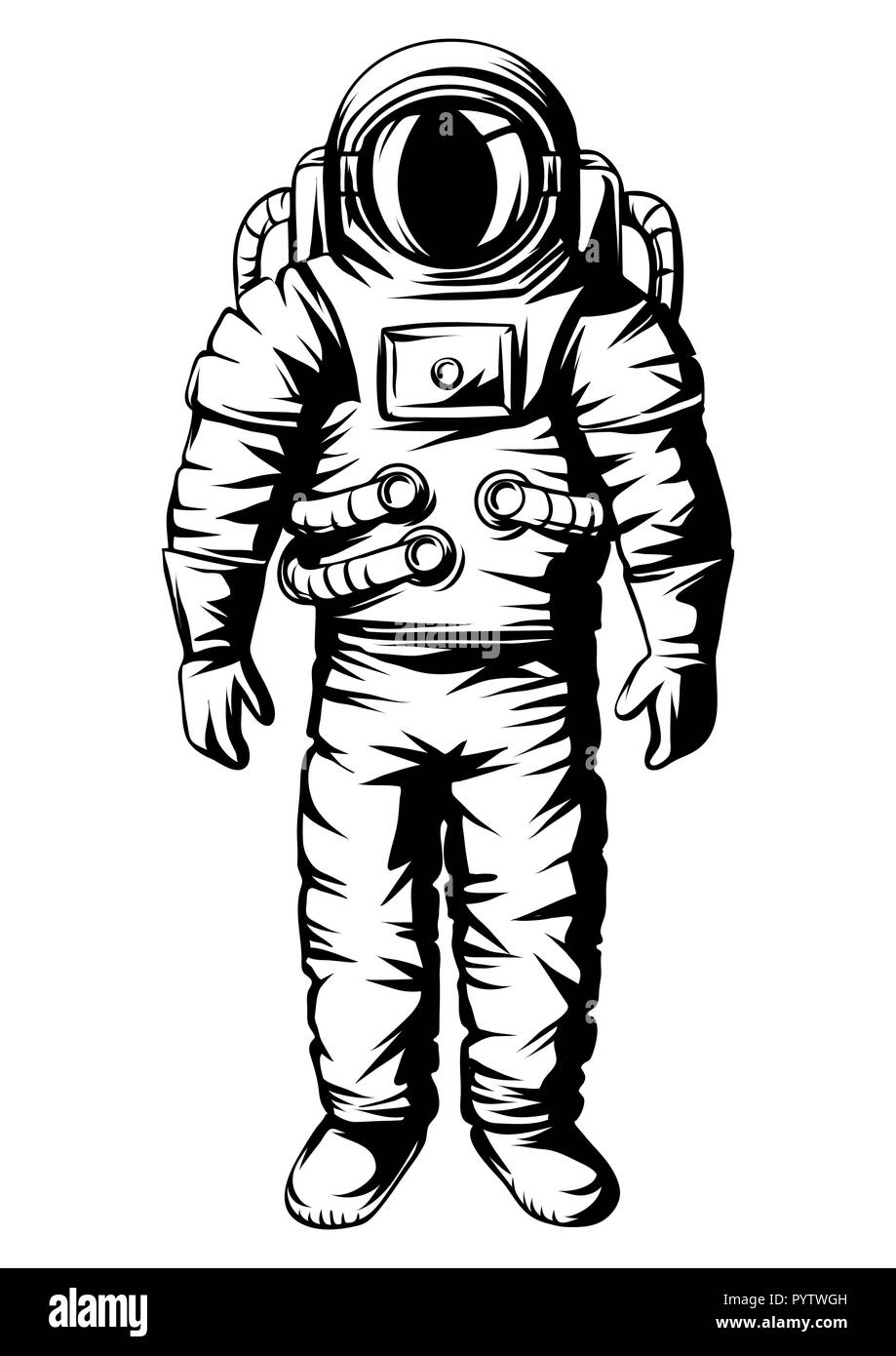 Illustration of astronaut. Spaceman in suit. Stock Vector