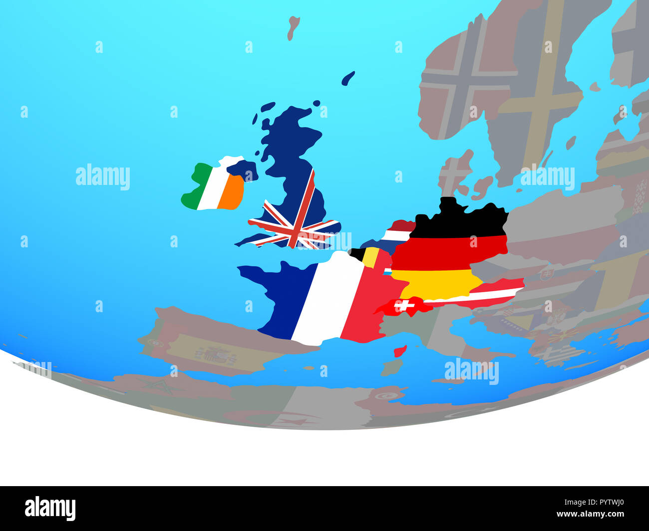 Map western europe flags european hi-res stock photography and images