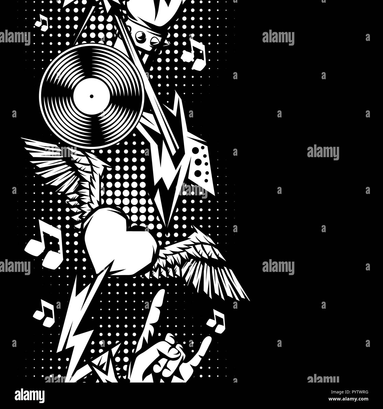 Rock and roll music seamless pattern. Stock Vector