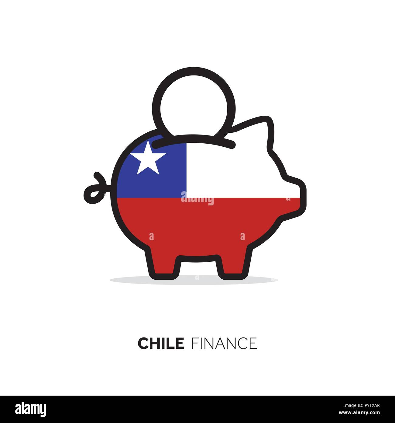 Chile economic concept. Piggy bank with national flag. Stock Vector