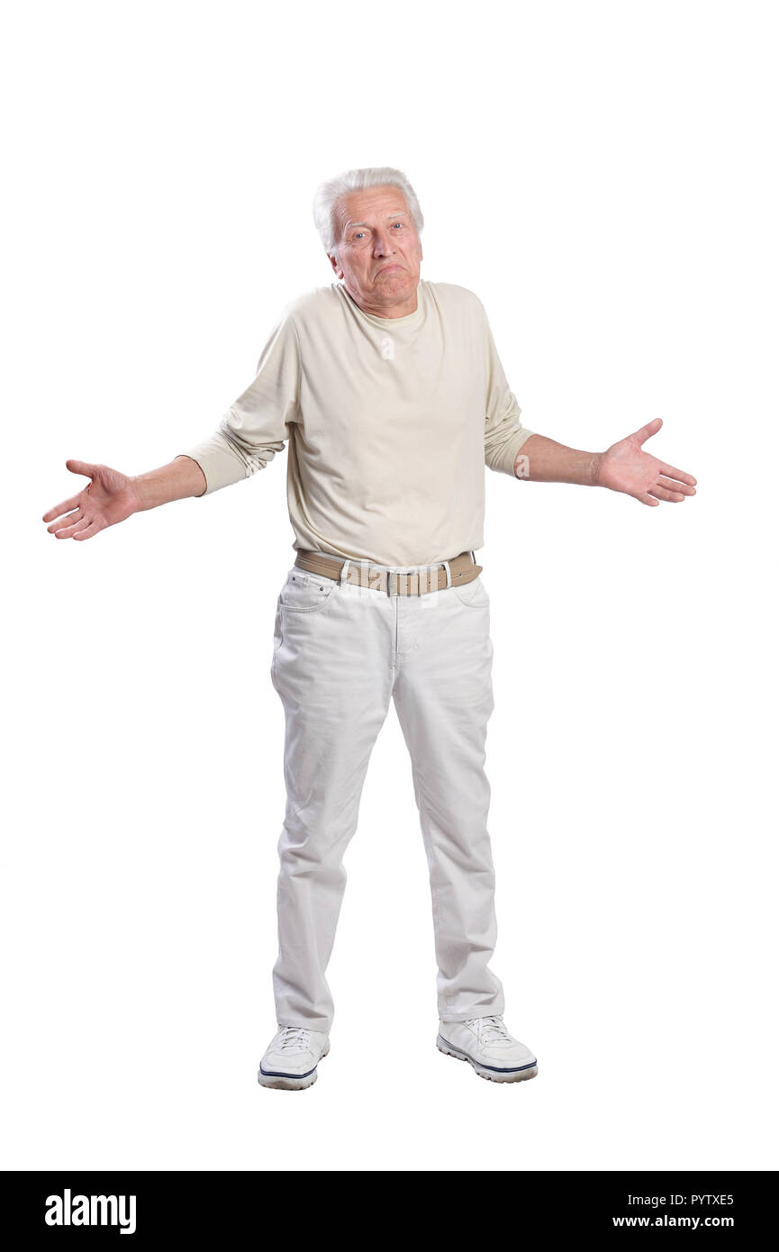 Portrait of senior man posing on white background Stock Photo - Alamy