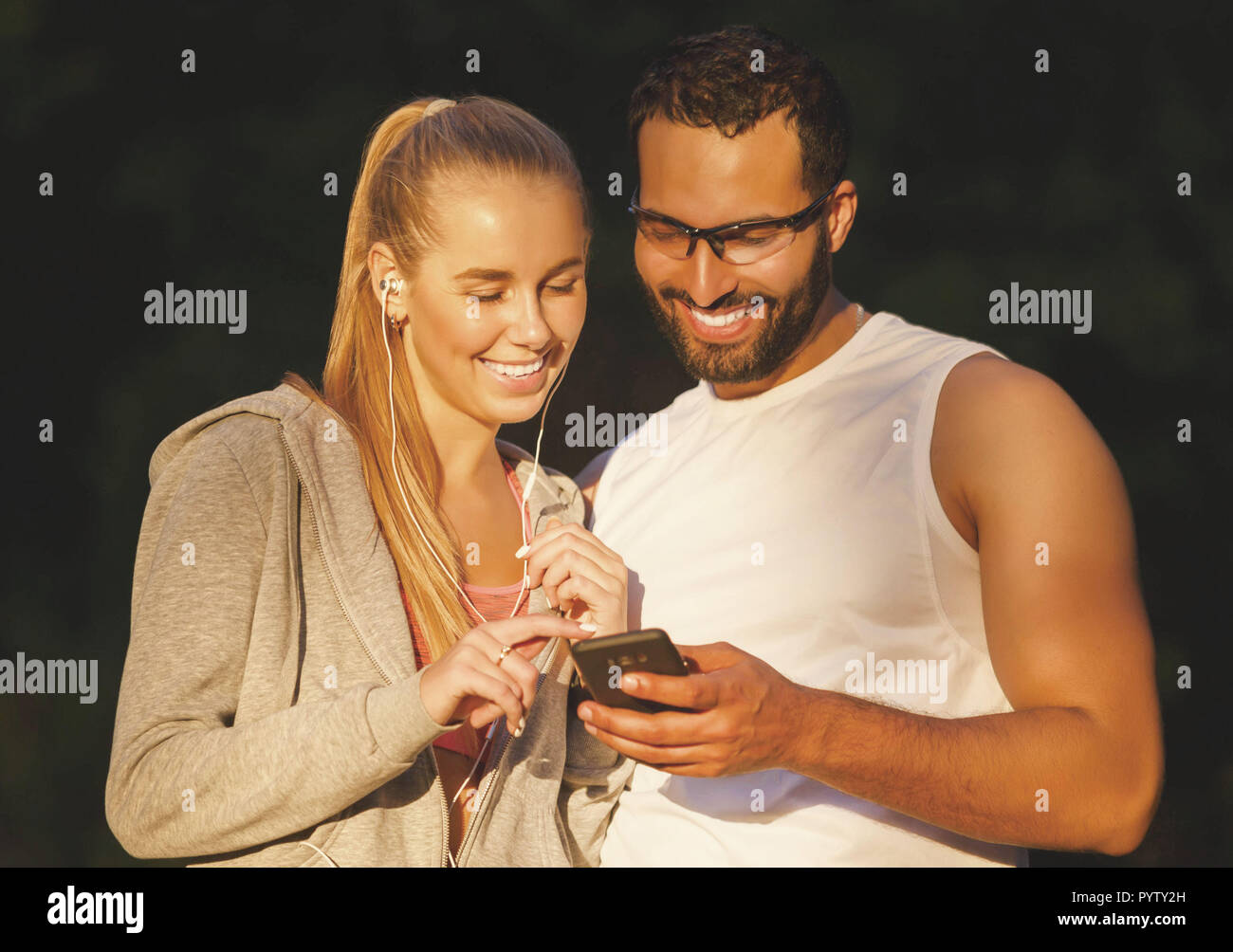 Multicultural Handsome Bearded Man In White Shirt Wearing Sport
