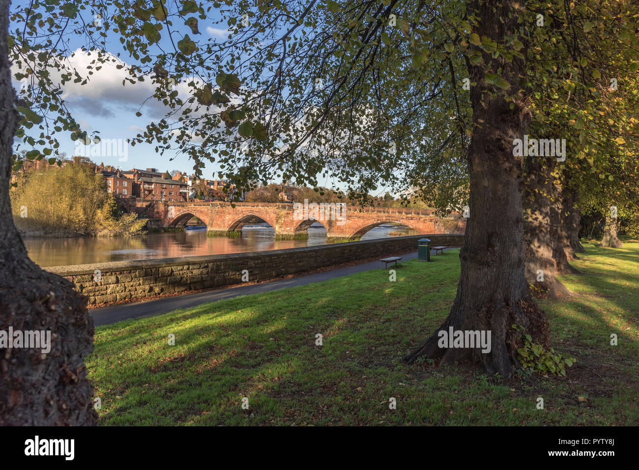 Chester North West England. River Dee tidal reach. Handbridge Stock ...