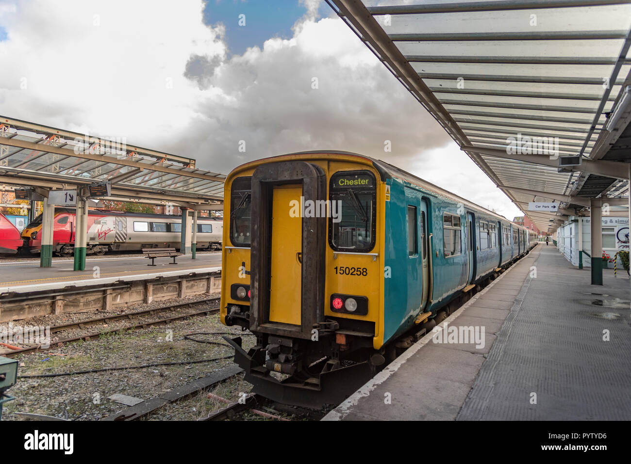 Chester North West England. Railway station and trains. Stock Photo