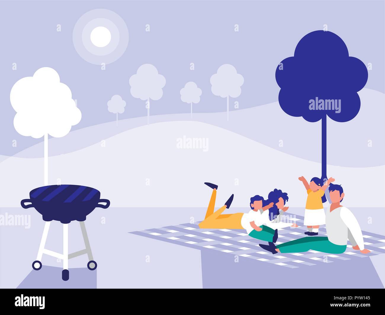 cute family in park with picnic vector illustration design Stock Vector ...