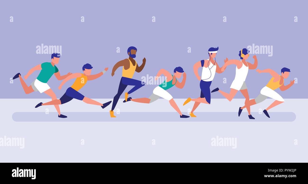 men athlete running avatar character vector illustration design Stock ...
