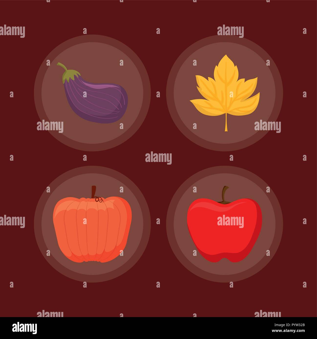 set icons of thanksgiving day happy vector illustration design Stock ...