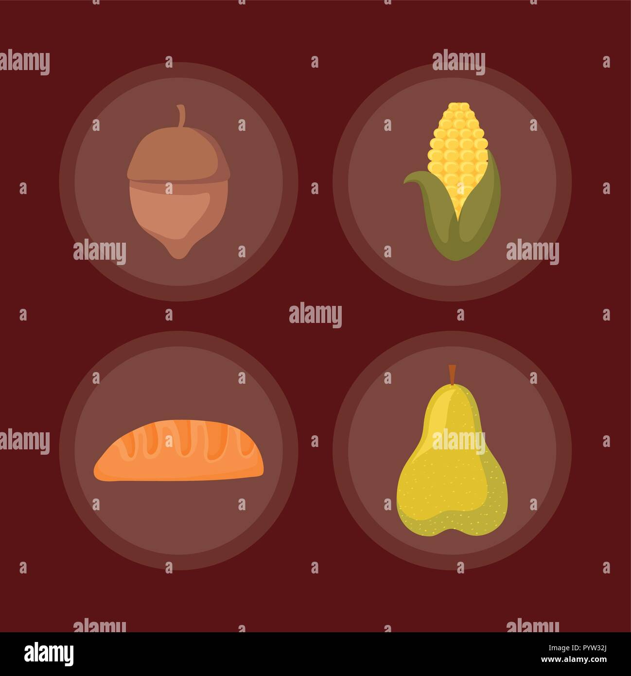 set icons of thanksgiving day happy vector illustration design Stock ...