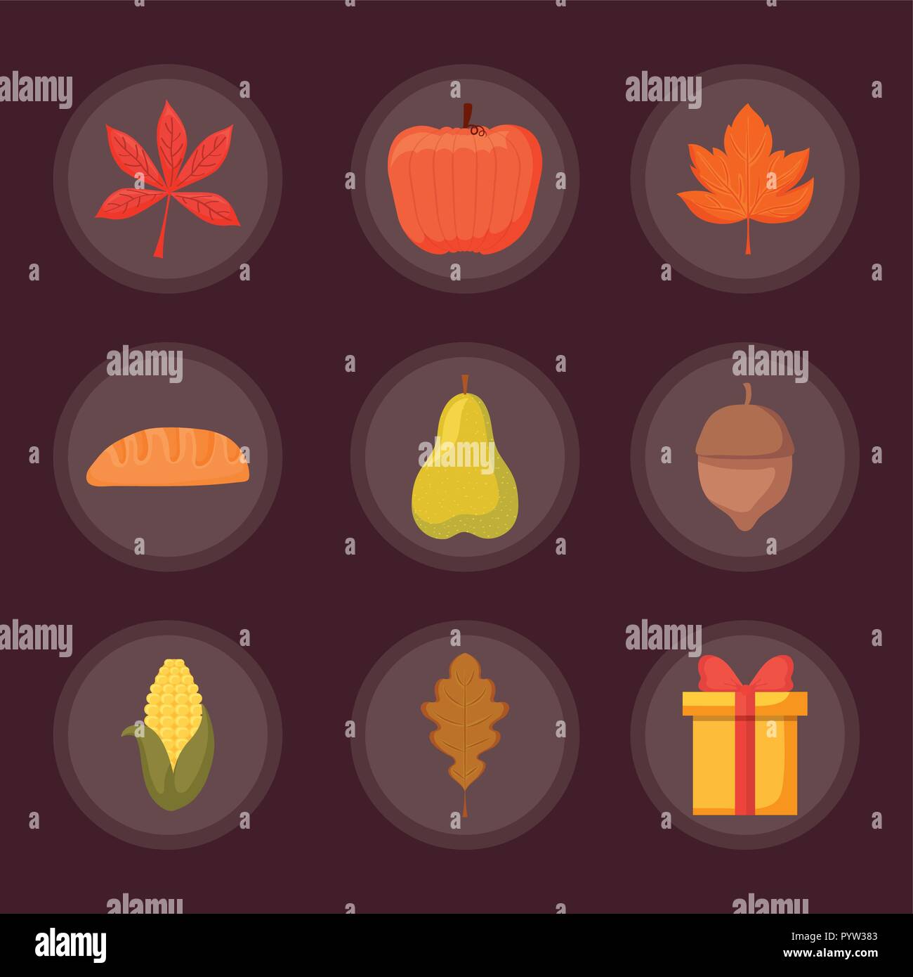 set icons of thanksgiving day happy vector illustration design Stock ...