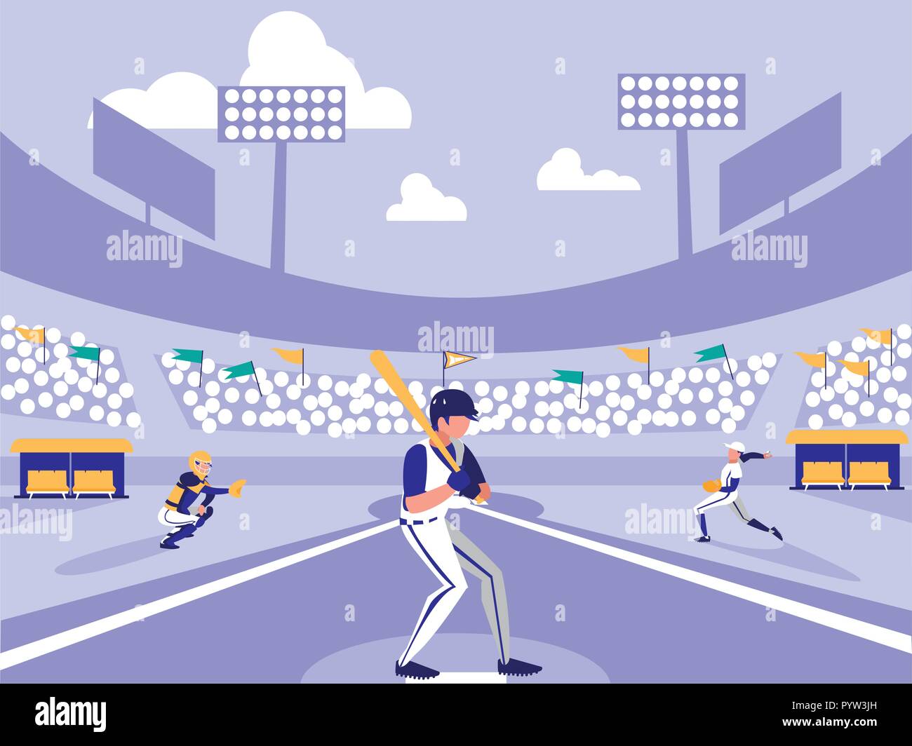 baseball sport stadium scene vector illustration design Stock Vector ...