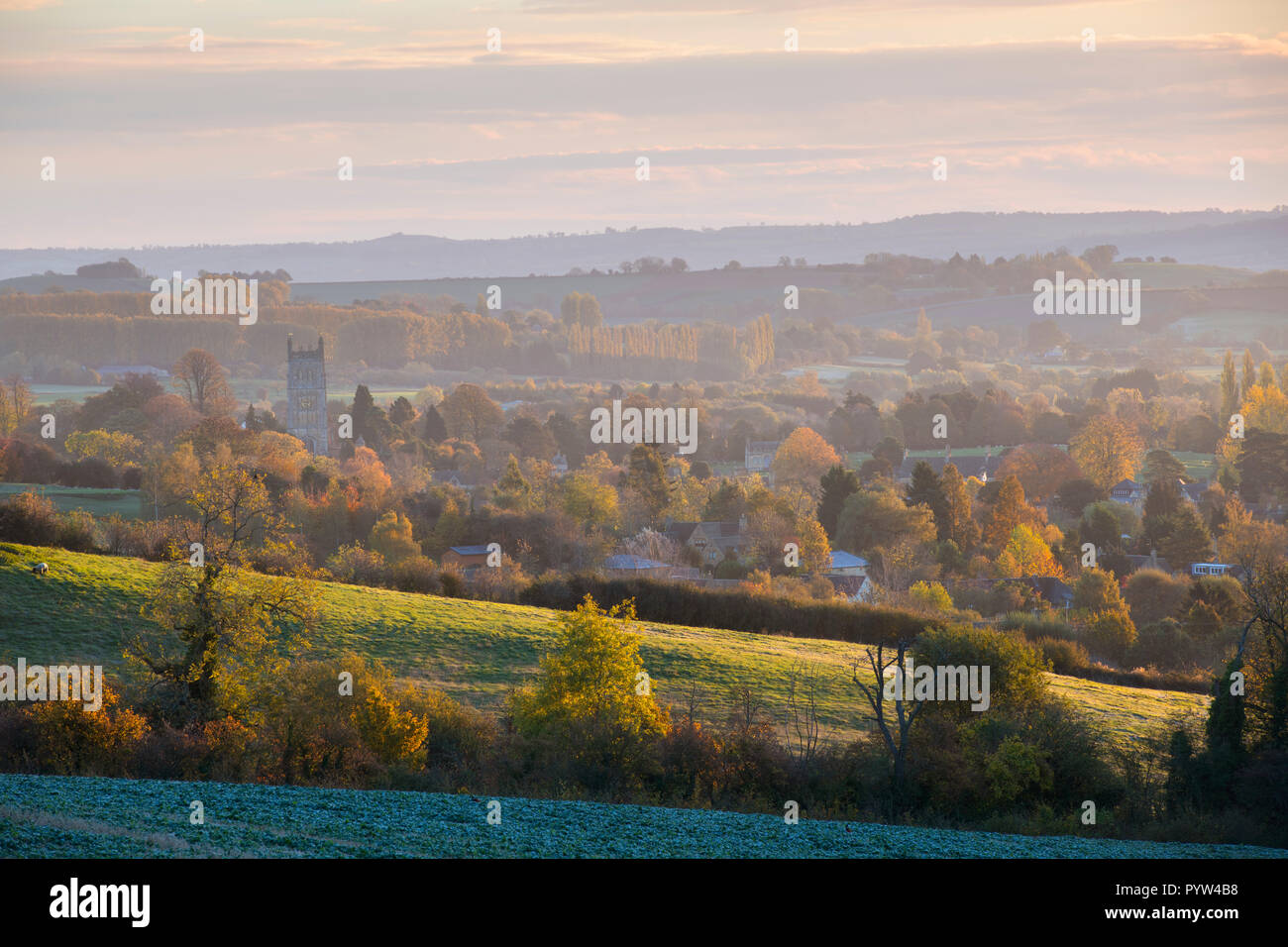Chipping Campden in the autumn at sunrise. Chipping Campden, Gloucestershire, Cotswolds, England Stock Photo