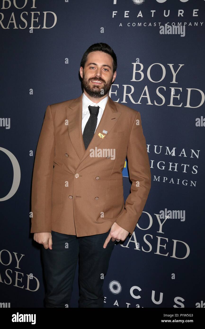 Los Angeles, CA, USA. 29th Oct, 2018. Garrard Conley at arrivals for BOY ERASED Premiere, Directors Guild of America DGA Theater, Los Angeles, CA October 29, 2018. Credit: Priscilla Grant/Everett Collection/Alamy Live News Stock Photo