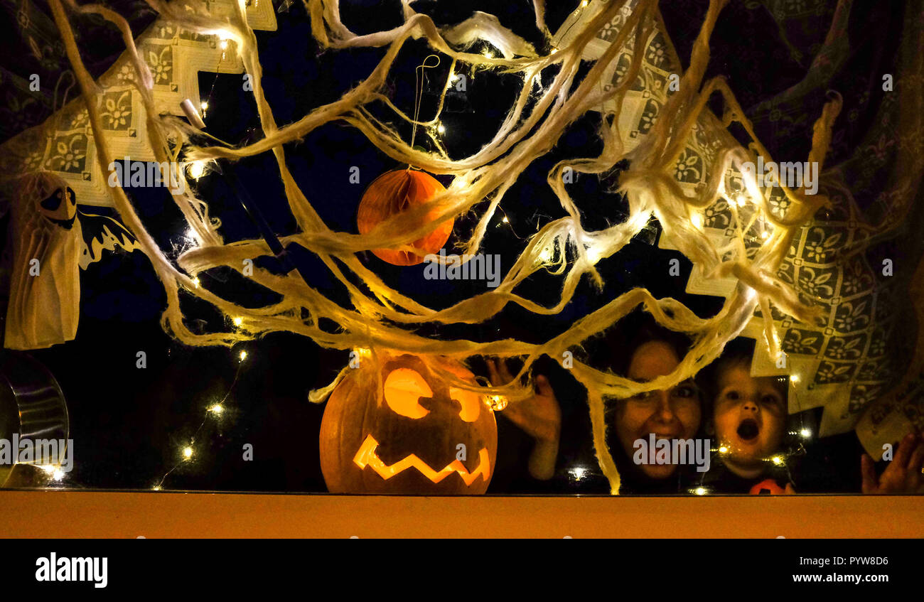 Halloween Decorations Light Up Window High Resolution Stock Photography and  Images - Alamy
