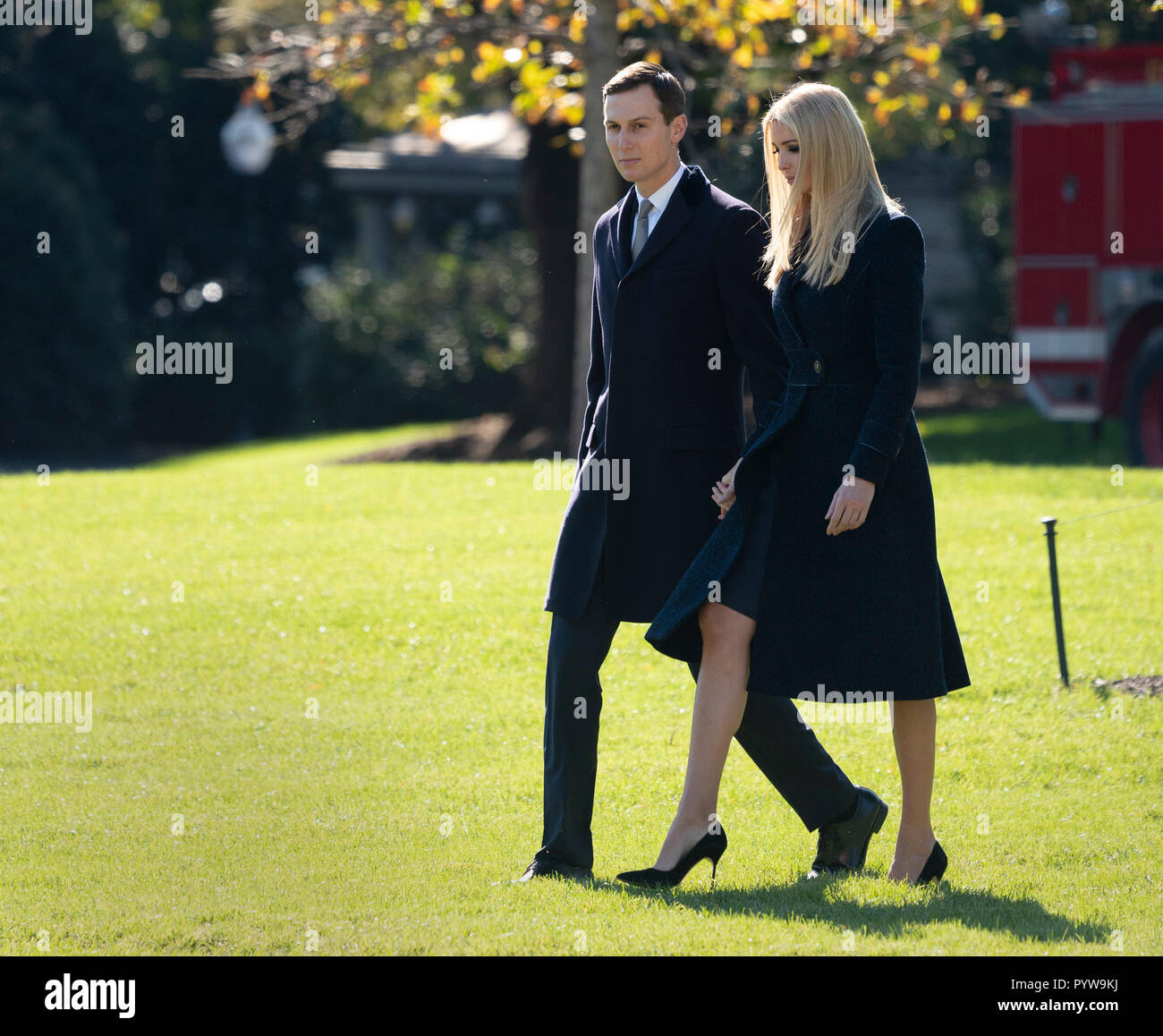 Presidential advisors Jared Kushner and Ivanka Trump depart The White House in Washington, DC, October 30, 2018 headed to Pittsburgh, PA to meet with members of the local Jewish community after a recent shooting at a synagogue. Credit: Chris Kleponis/CNP | usage worldwide Stock Photo