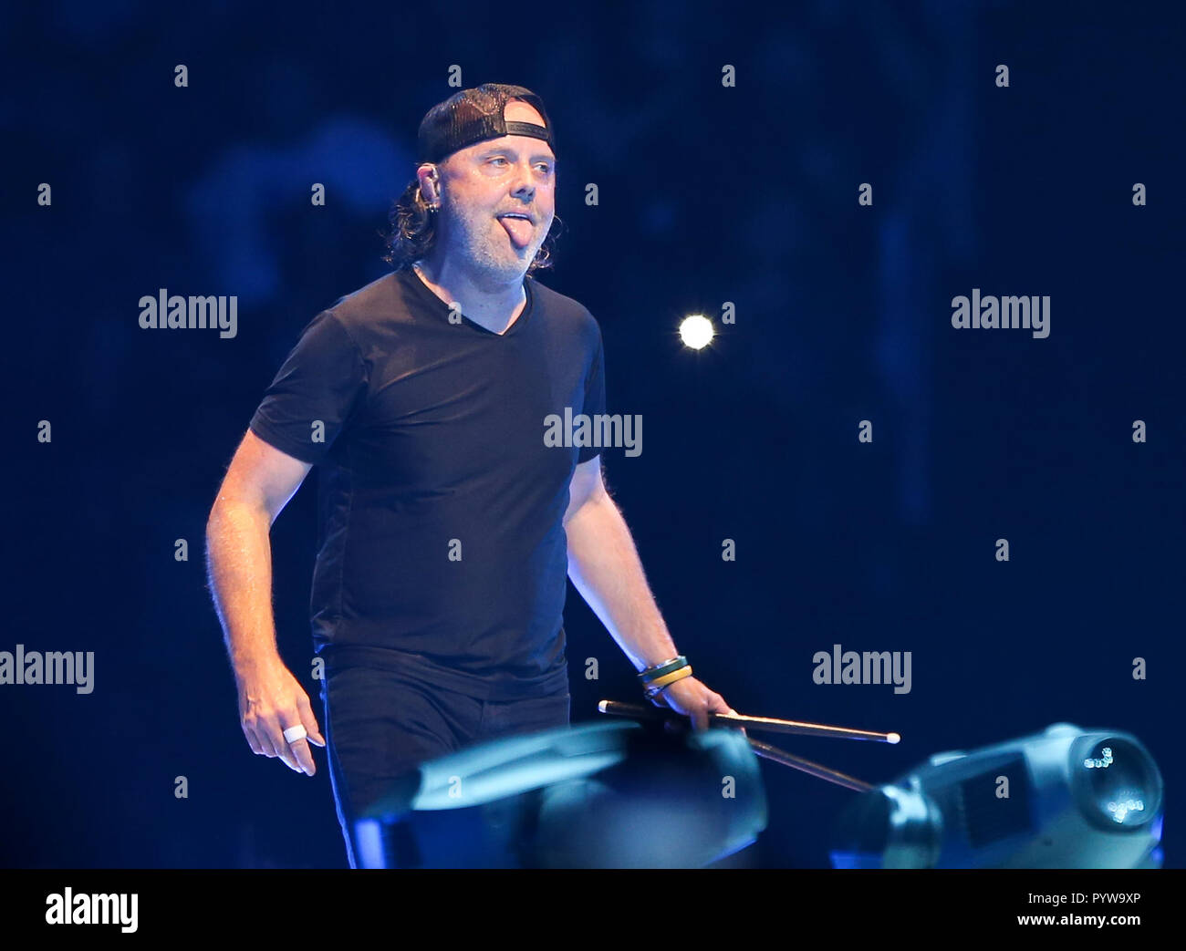Albany, New York, USA. 29th October, 2018. Lars Ulrich of Metallica performs in concert at Times Union Center on October 29, 2018 in Albany, New York. Credit: Debby Wong/Alamy Live News Stock Photo