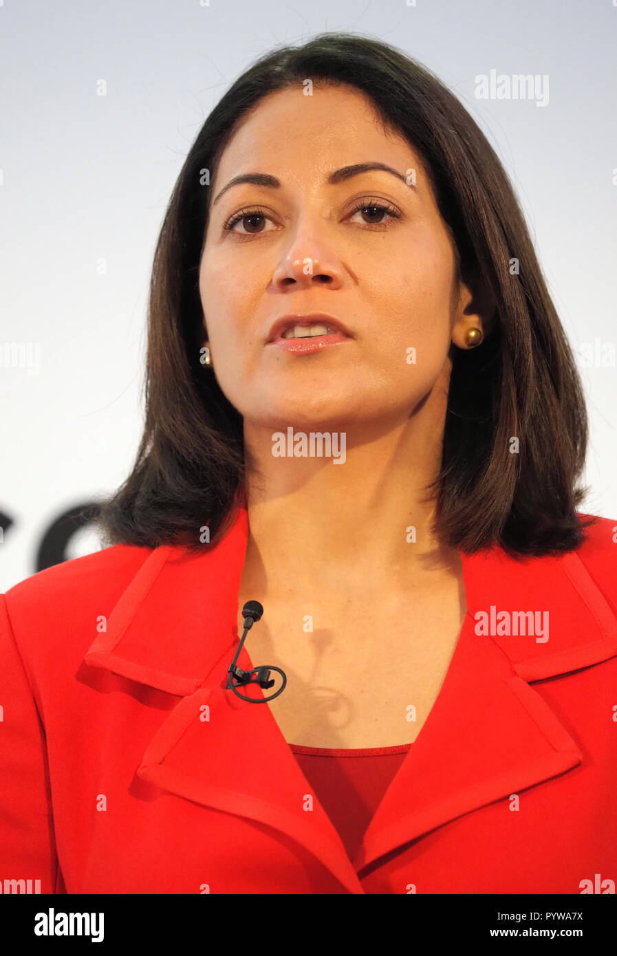 London, UK. 30th Oct, 2018. Mishal Husain speaking at the Airport Operators Conference being held at County Hall, London today (Tues) Credit: Finnbarr Webster/Alamy Live News Stock Photo