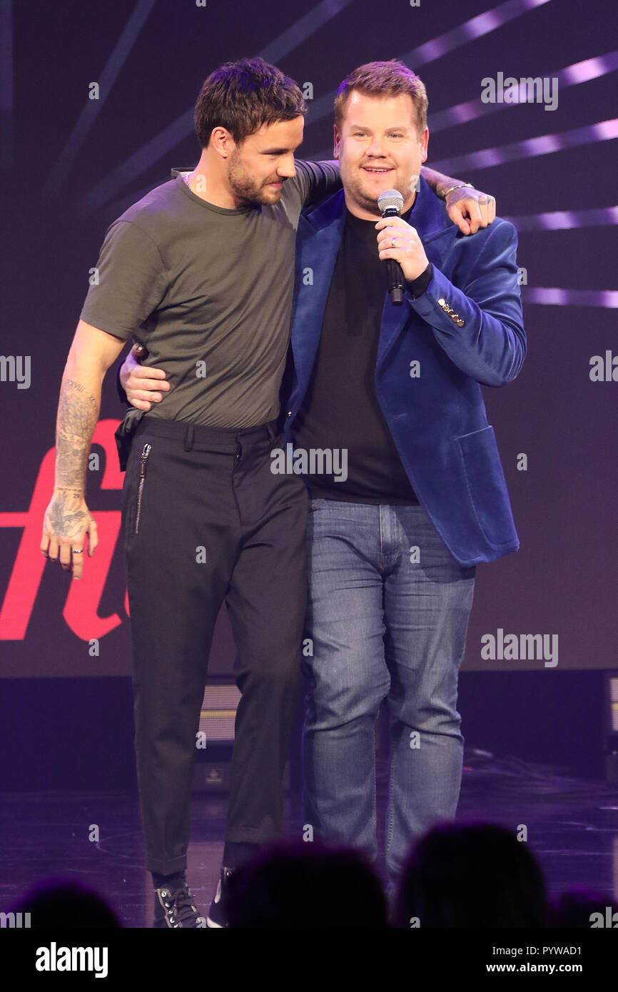 London, UK. 30th Oct, 2018. Liam Payne, James Corden, Westfield London