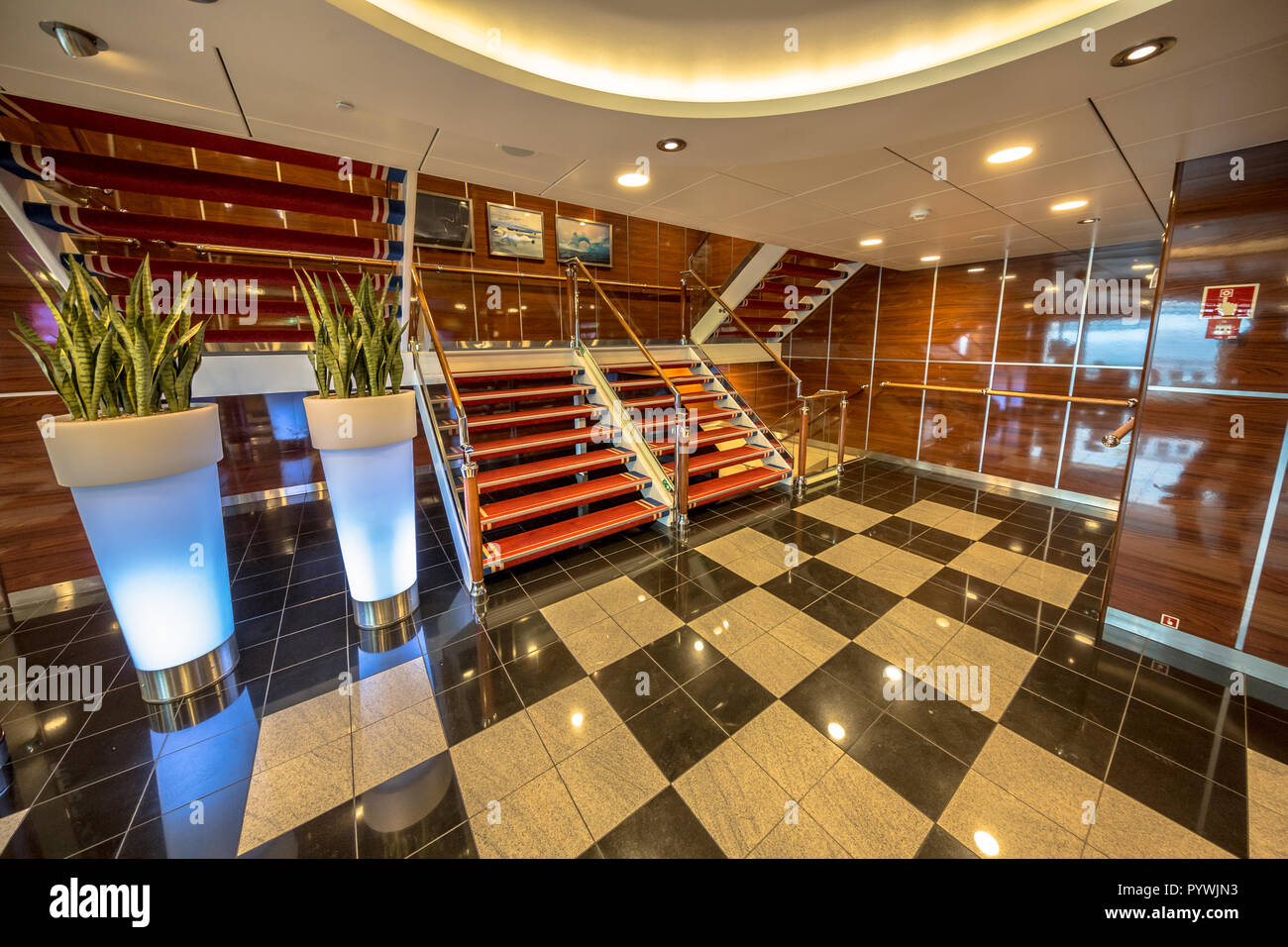 Modern Interior of luxurious passenger cruise ferry Stock Photo
