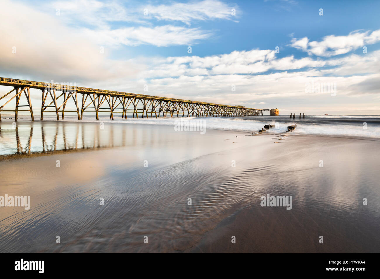 Steetley Pier and beach  on the Durham coast North of Hartlepool in Teesside North East England Stock Photo