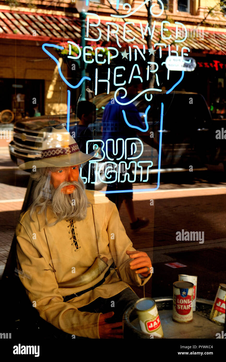 Window display at a bar in downtown San Antonio, Texas, USA; prospector