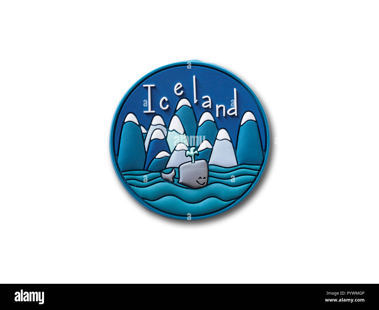 Iceland souvenir refrigerator magnet isolated on white background Stock Photo