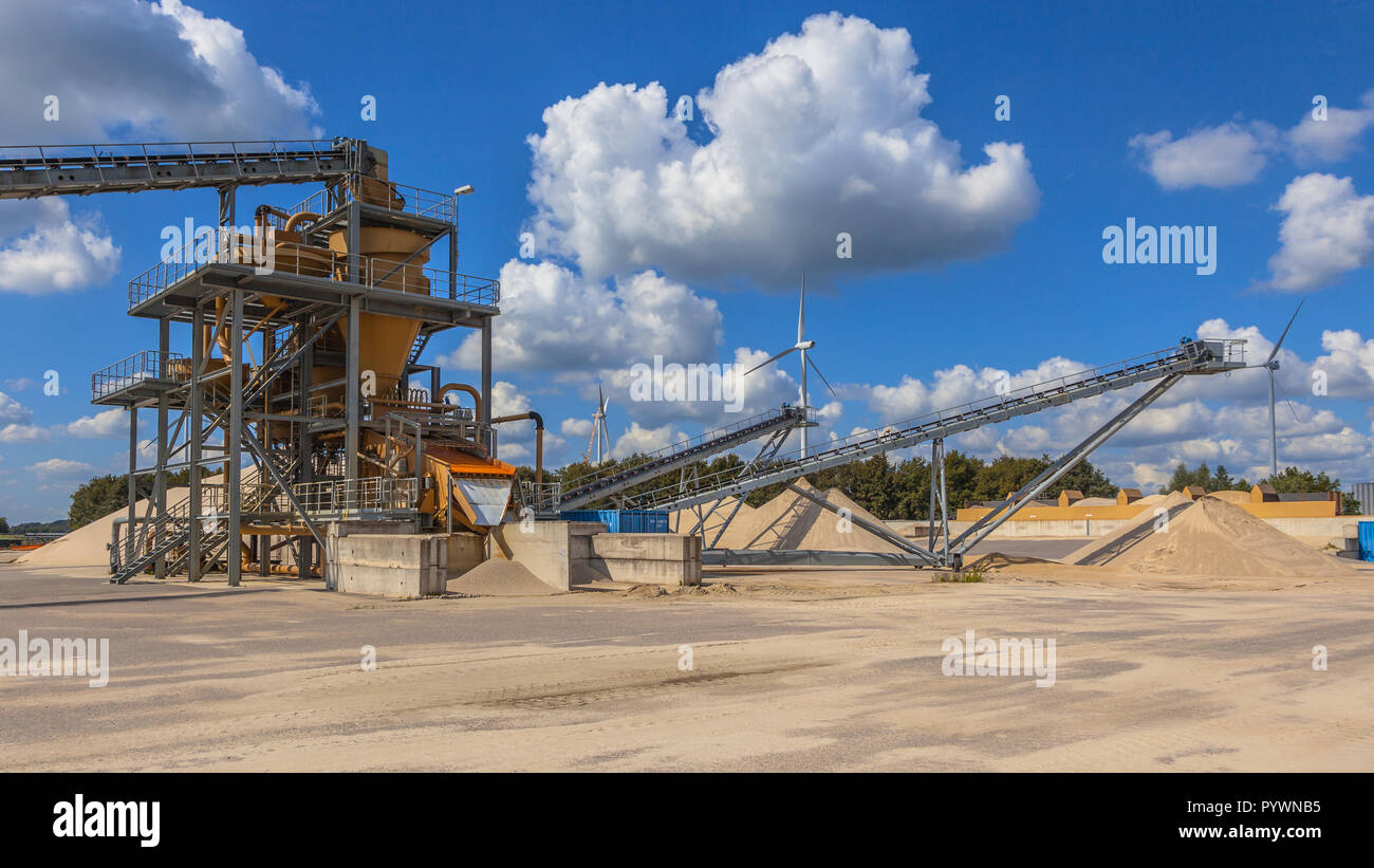Installation for sorting and washing sand for concrete production and construction activities Stock Photo
