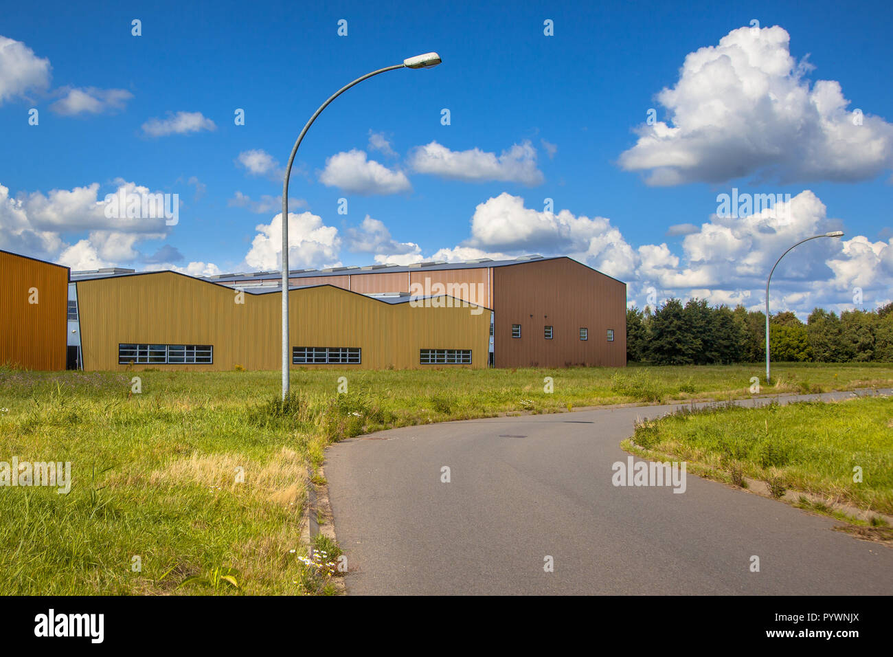 Contemporary industrial building in a commercial area under development Stock Photo