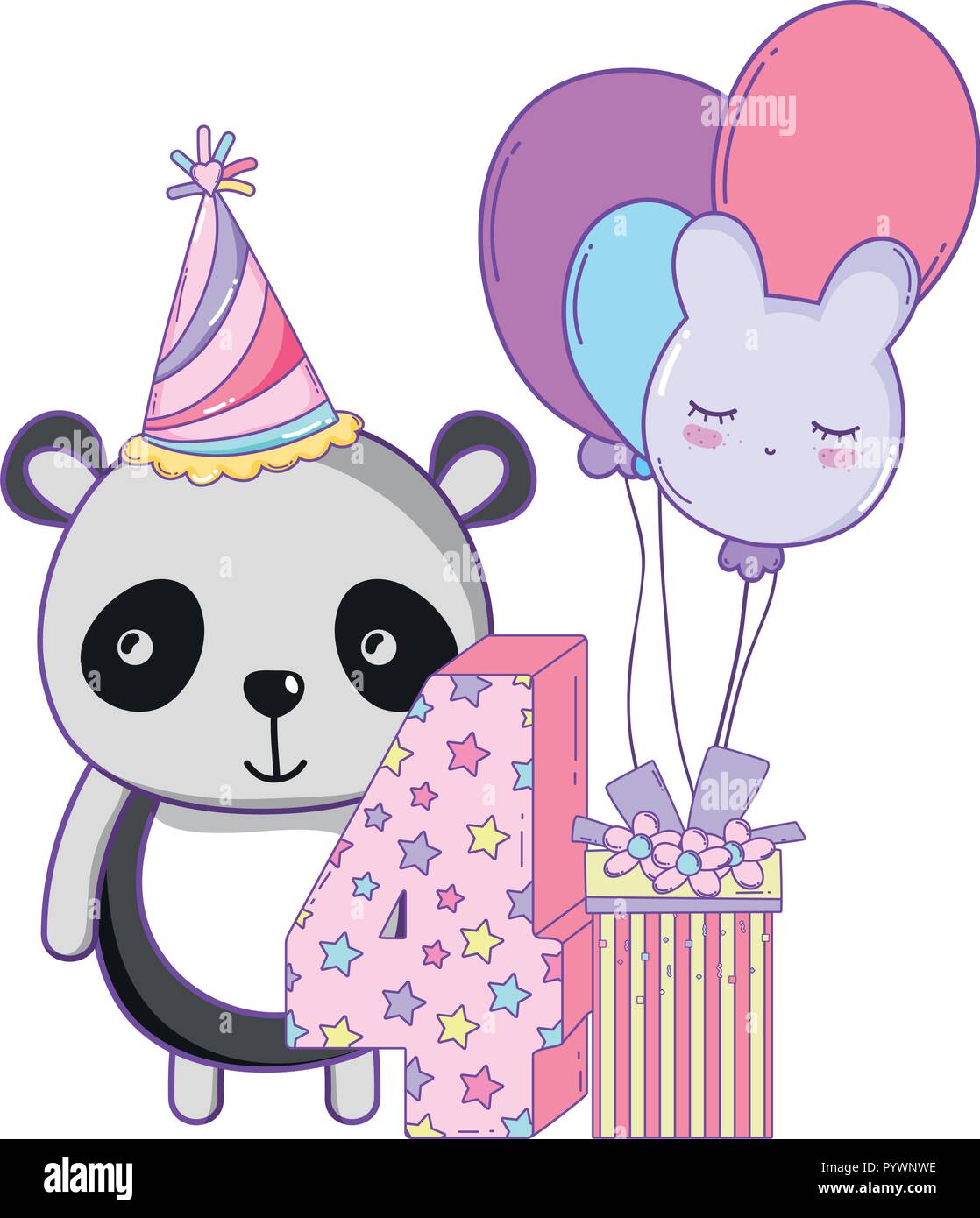 Happy birthday cute animal Stock Vector Image & Art - Alamy