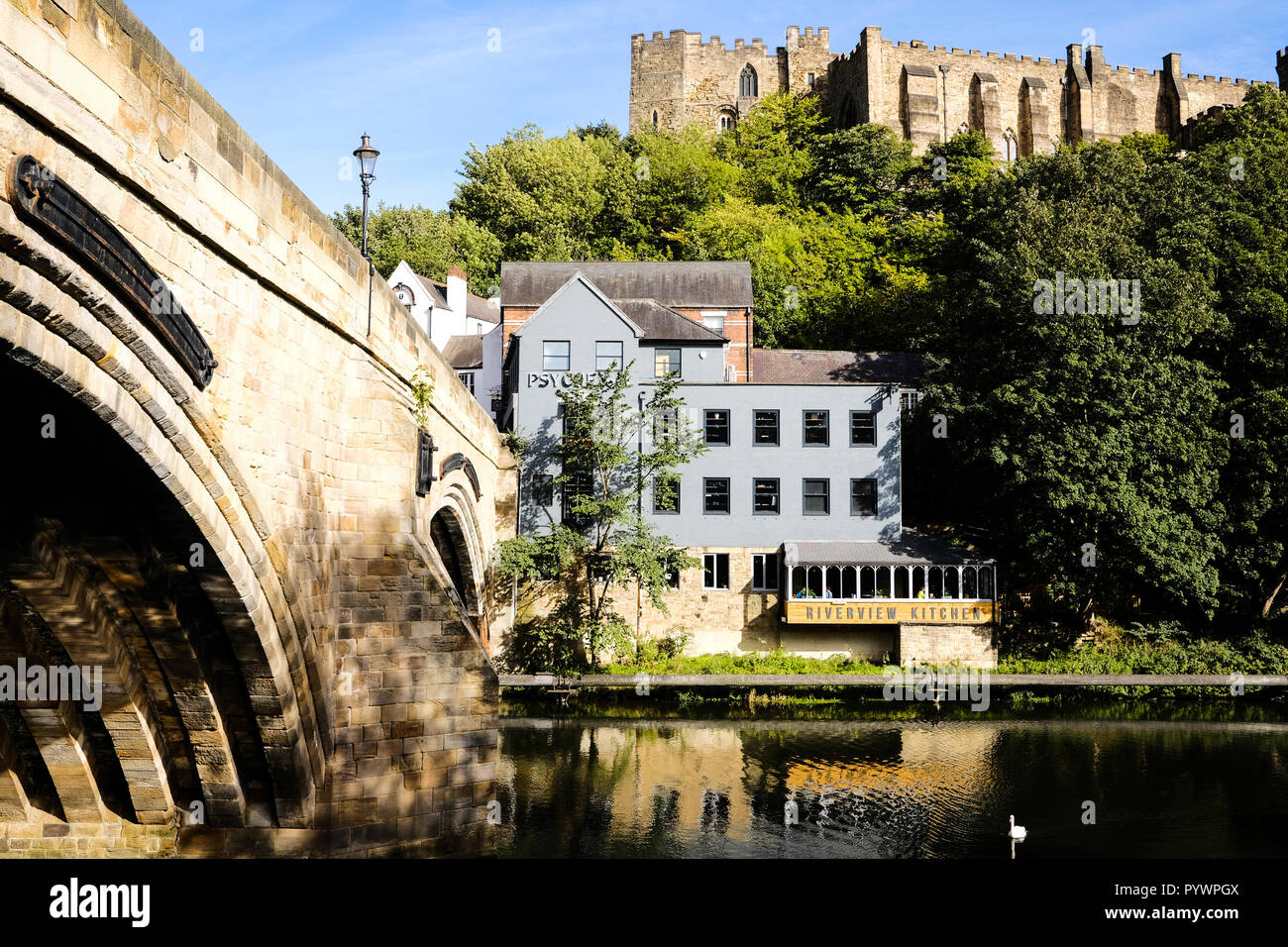 Durham Castle and River in the City Centre, England, UK Stock Photo