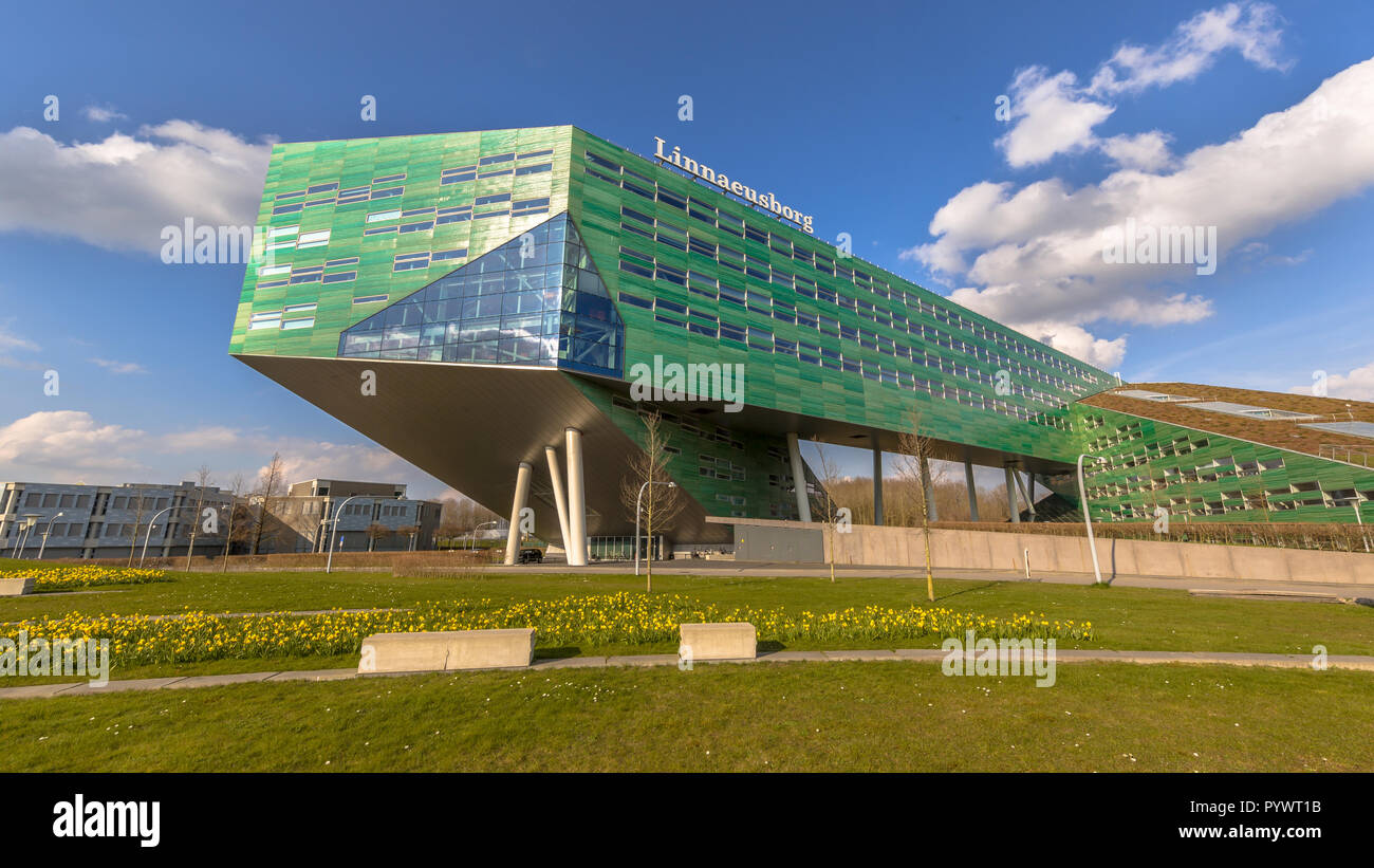GRONINGEN, NETHERLANDS - APRIL 4, 2016: Linnaeusborg life sciences faculty building on Zernike complex of Groningen University Stock Photo