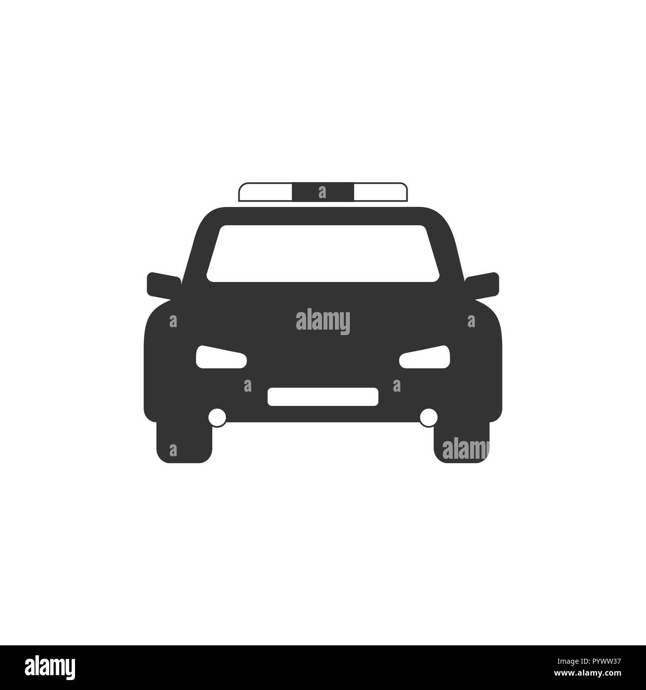 Police Cop Car with siren front view. Simple black and white illustration  depicting police emergency response vehicle car with flash. EPS Vector  Stock Vector Image & Art - Alamy