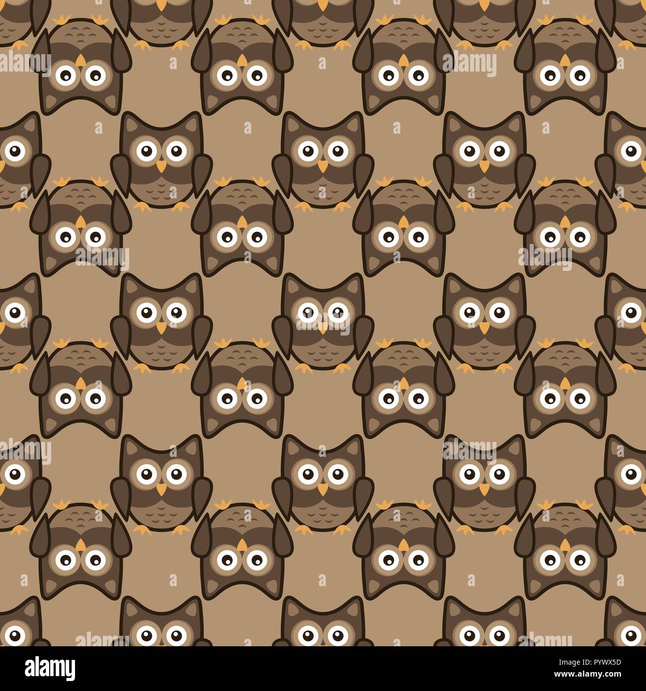 Owl stylized art seemless pattern nature colors Stock Vector