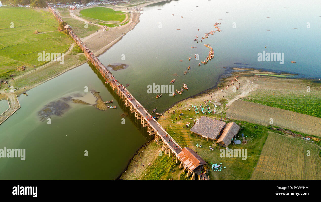 Teak bridge myanmar aerial hi-res stock photography and images - Alamy