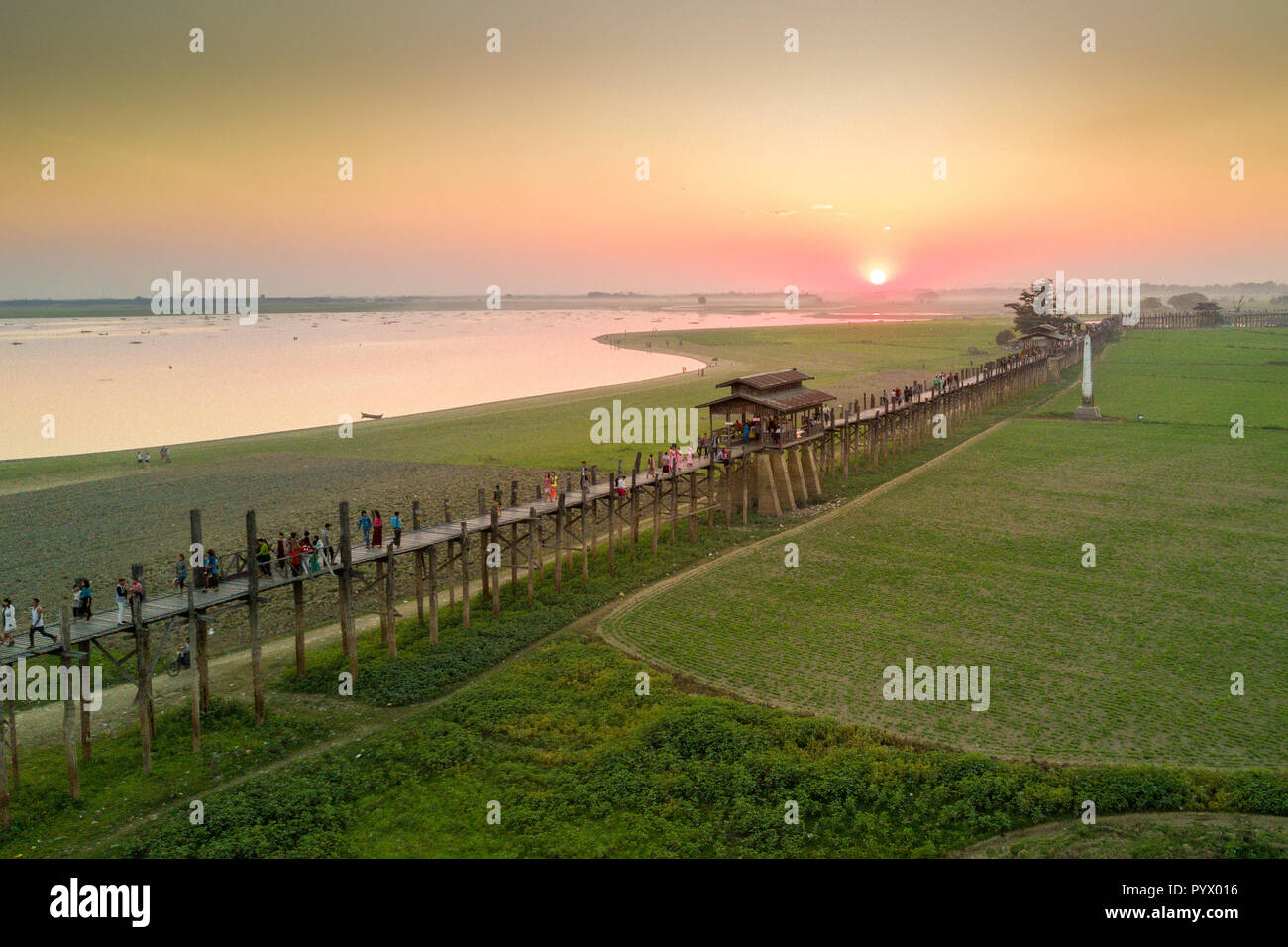 Teak bridge myanmar aerial hi-res stock photography and images - Alamy