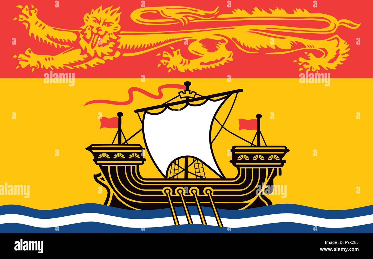 Flag of New Brunswick province, Canada. Vector illustration Stock Vector