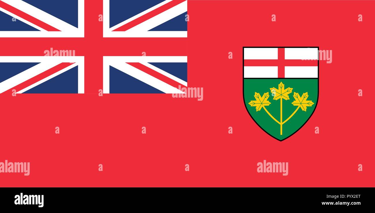 Vector flag of Ontario, province of Canada. Toronto Stock Vector