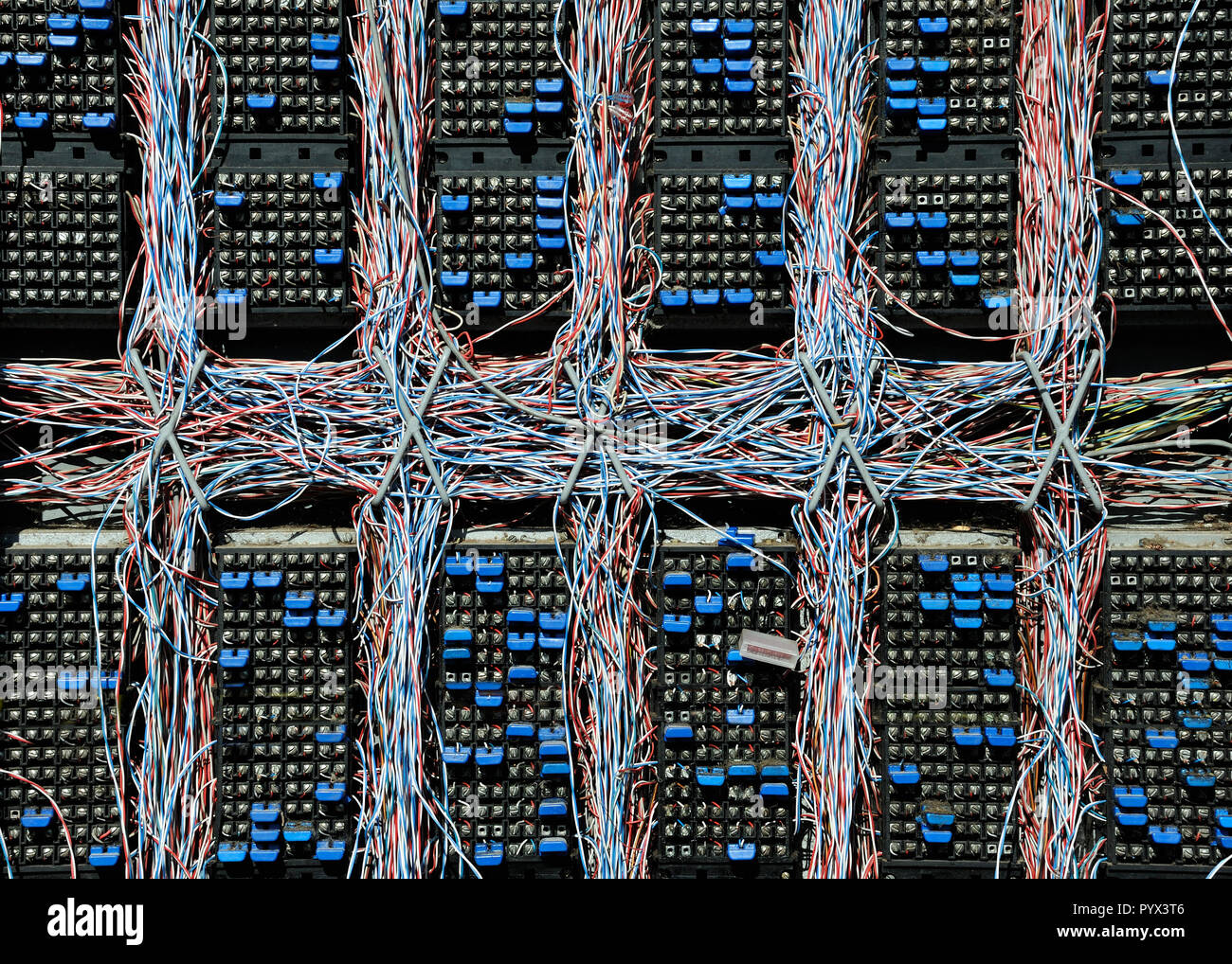 Inside of an old fashioned analog telephone exchange Stock Photo Alamy