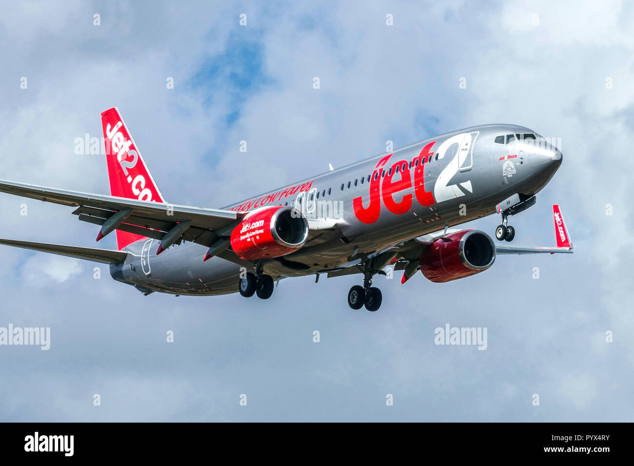 Plane Boeing 737 Aircraft Jet2 plane landing at Palma de Mallorca Airport. Spain Stock Photo Alamy