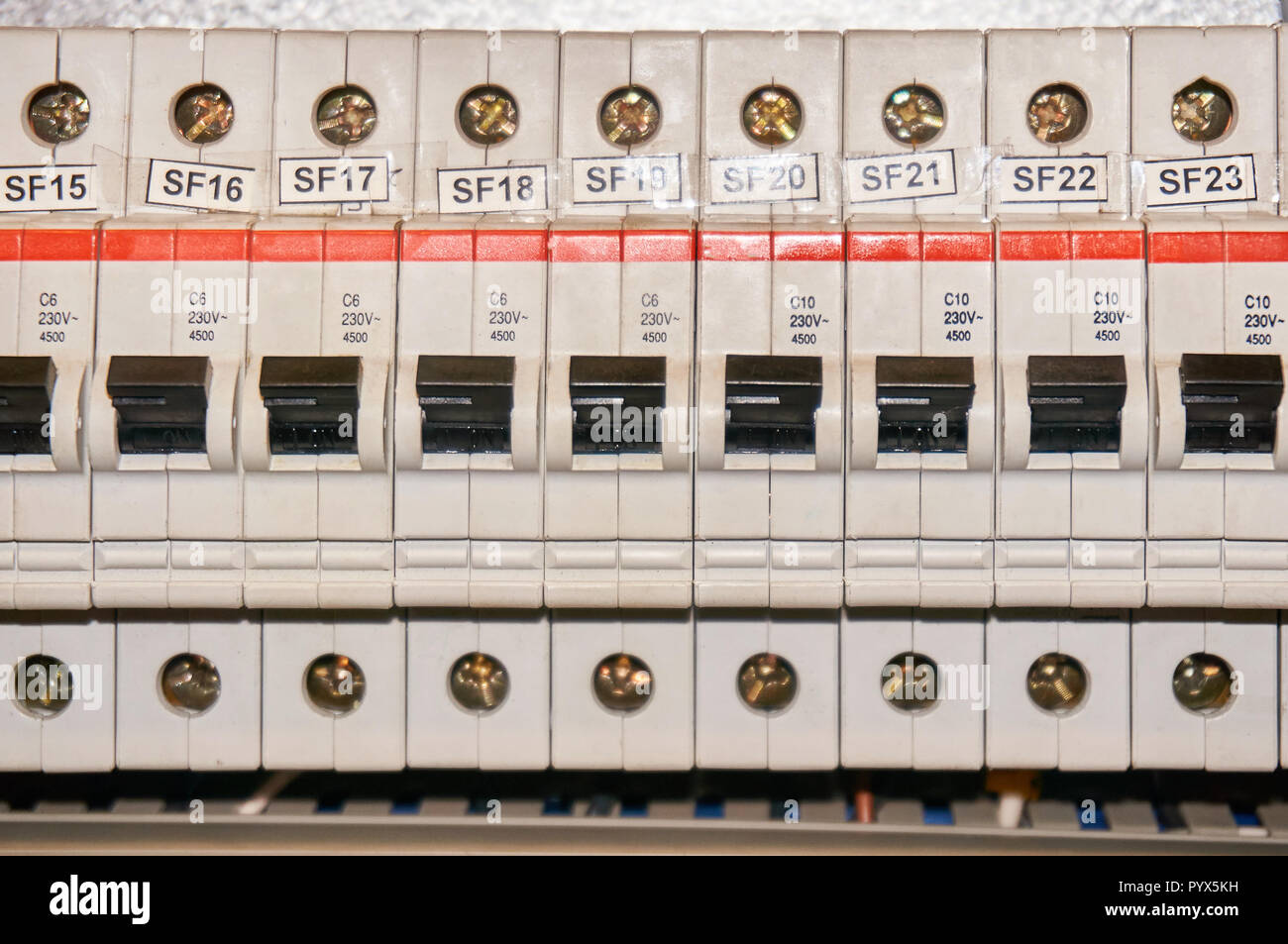 Automatic fuse electrical connector in power lines located inside of switch control panel board