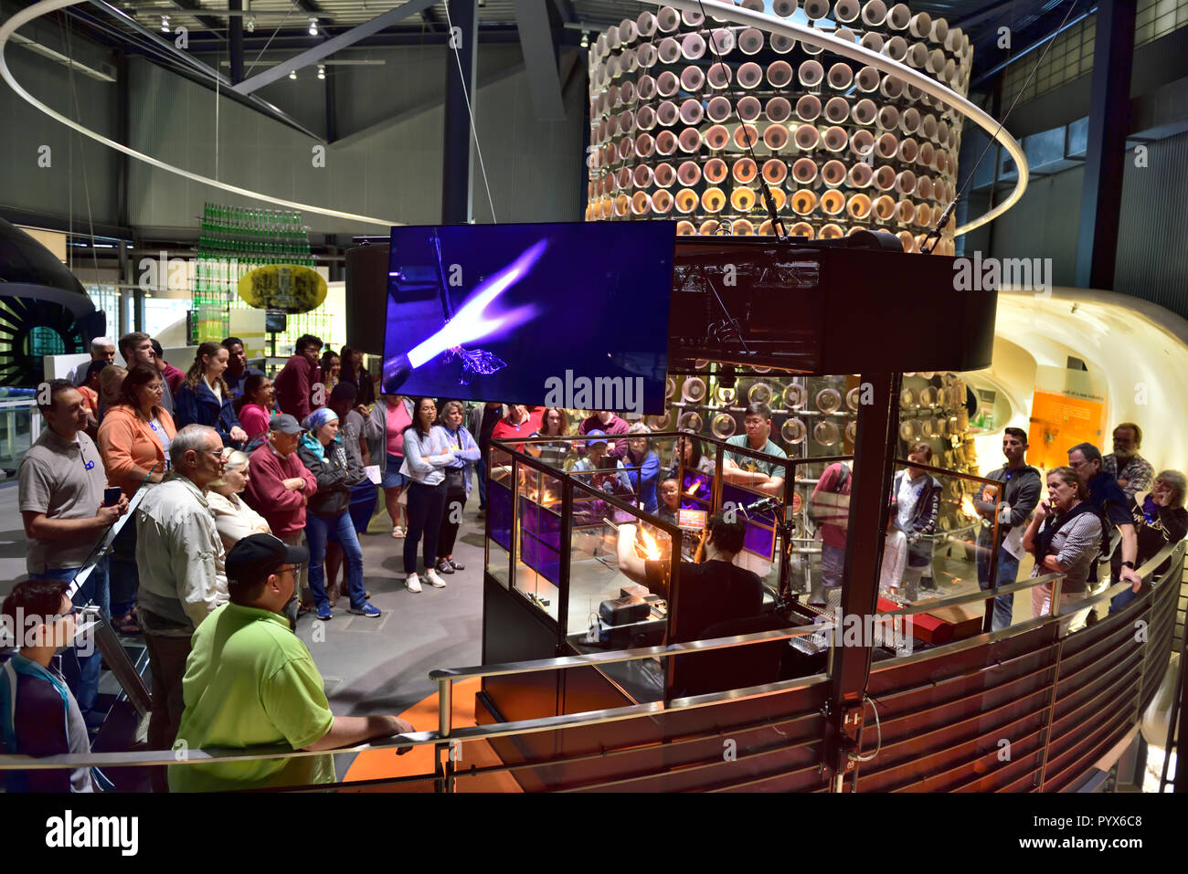 Demonstration glass blowing at Corning Museum of Glass, Corning, Finger