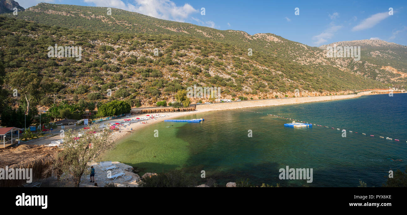 Akcagerme beach, Great beach 4 km from Kas town. Antalya, Turkey Stock Photo